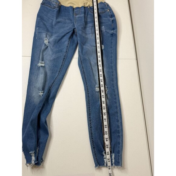 Blue Savvy Maternity Distressed Raw Hem Stretch Skinny Jeans Size XL - Picture 5 of 8